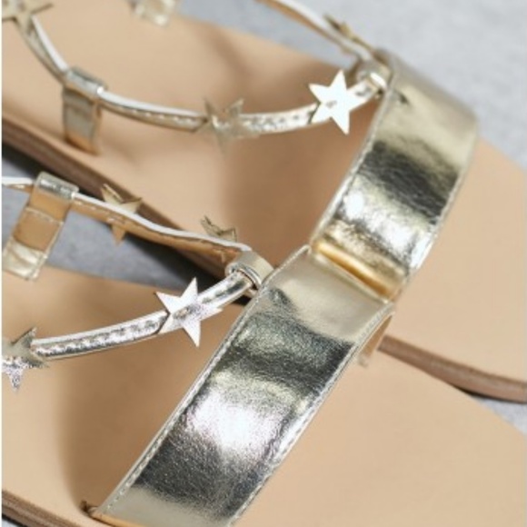 NWT gold Mini Stars Tie Up Sandals - Picture 3 of 5